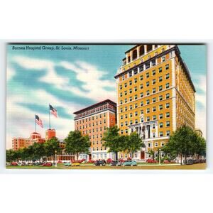 Vintage Linen Postcard Barnes Hospital Group St. Louis Missouri